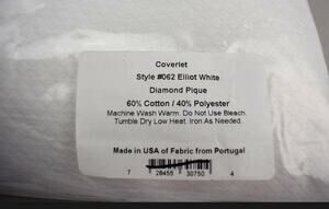 Matouk Elliot Diamond Pique TWIN Coverlet Bone